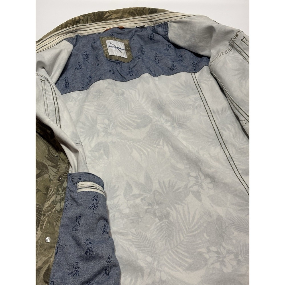 Tommy Bahama Mens XXLT Tea Leaf Camo Print Trucker Jacket Olive Green Safari - Picture 8 of 11